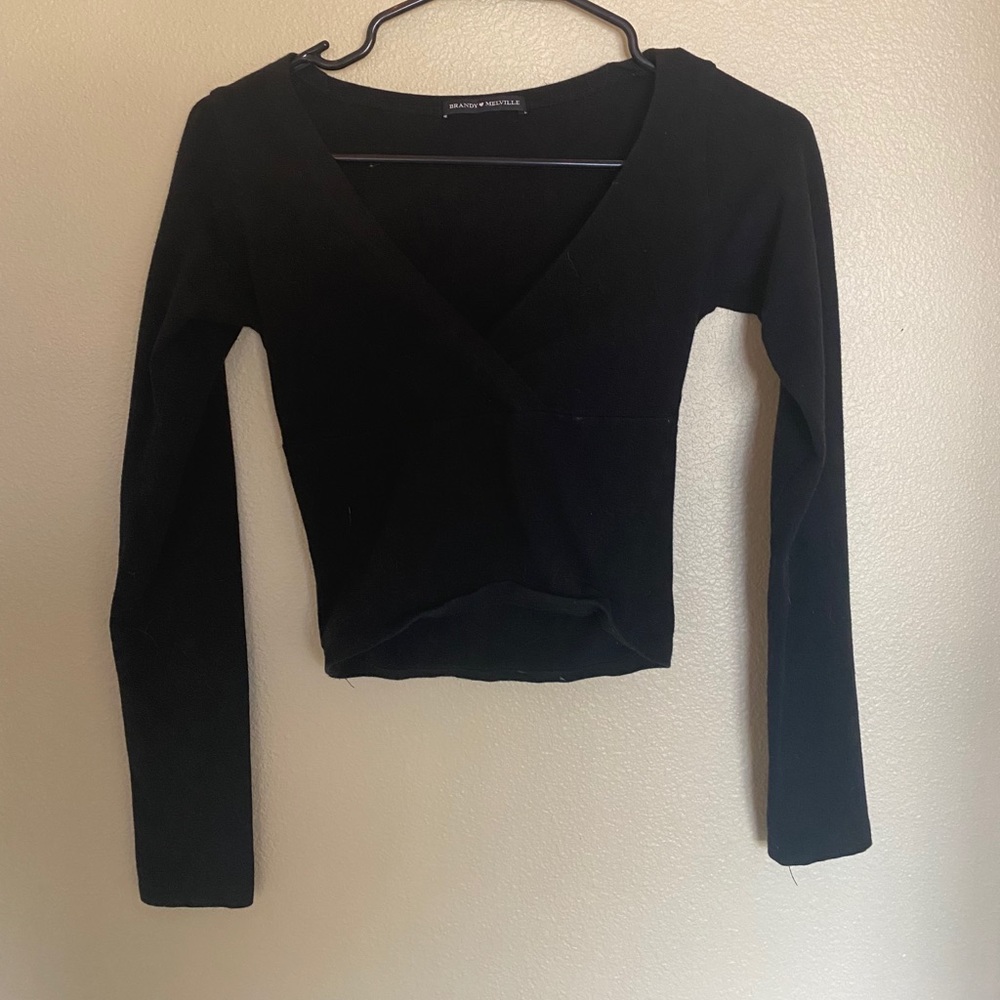 Brandy Melville black Vee cut long sleeve